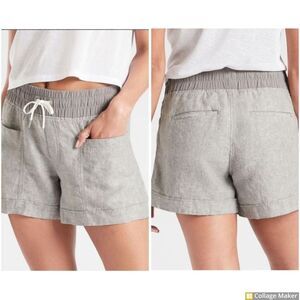 ATHLETA Women’s Heather Gray Cabo Linen Pull-On Shorts Size Small Style #405722